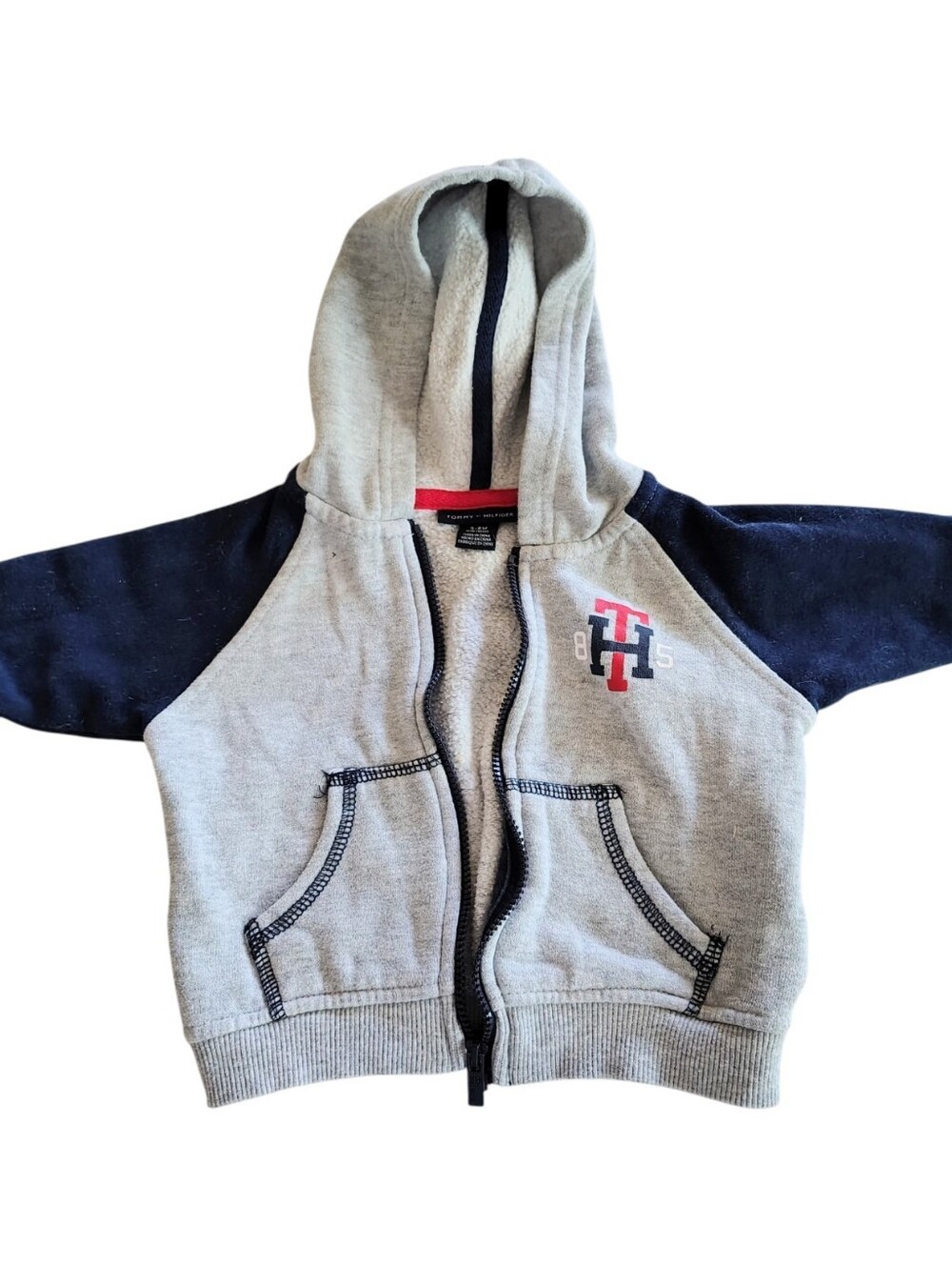 Tommy Hilfiger Gray Navy Blue Hoodie Sweatshirt Size 3 To 6 Months Boys